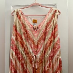 SALE 2/25, 3/30, 4/35!! Ruby Rd. Coral and yellow printed maxi dress sz 3X.